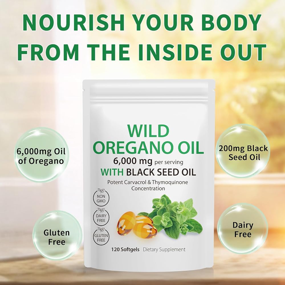 Tooffi Oil of Oregano Capsules - 2 in 1 6000mg Oil of Oregano