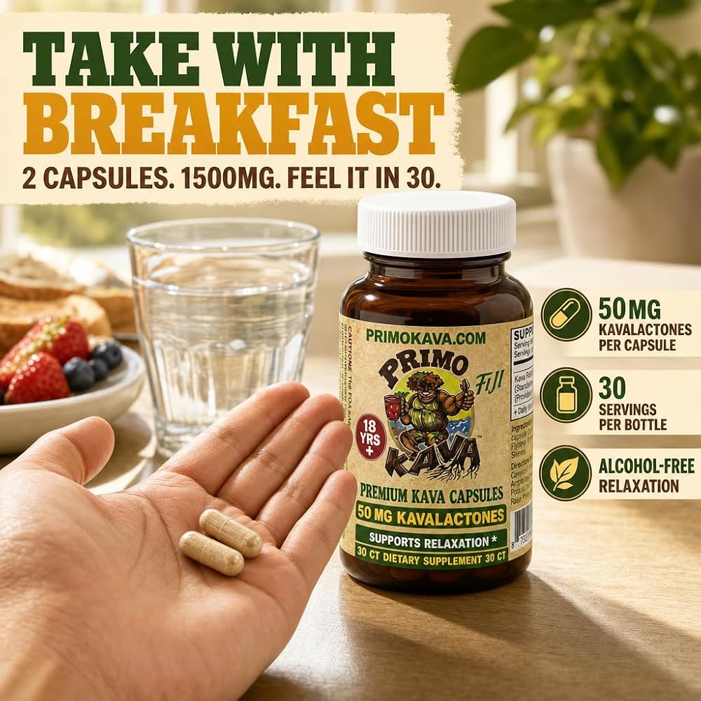 PRIMO KAVA Kava Capsules 50mg Calm and Relaxation - 30 Count - image 5