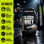 NutraBio Classic Whey Protein Powder Supplement - 25g of Protein Per