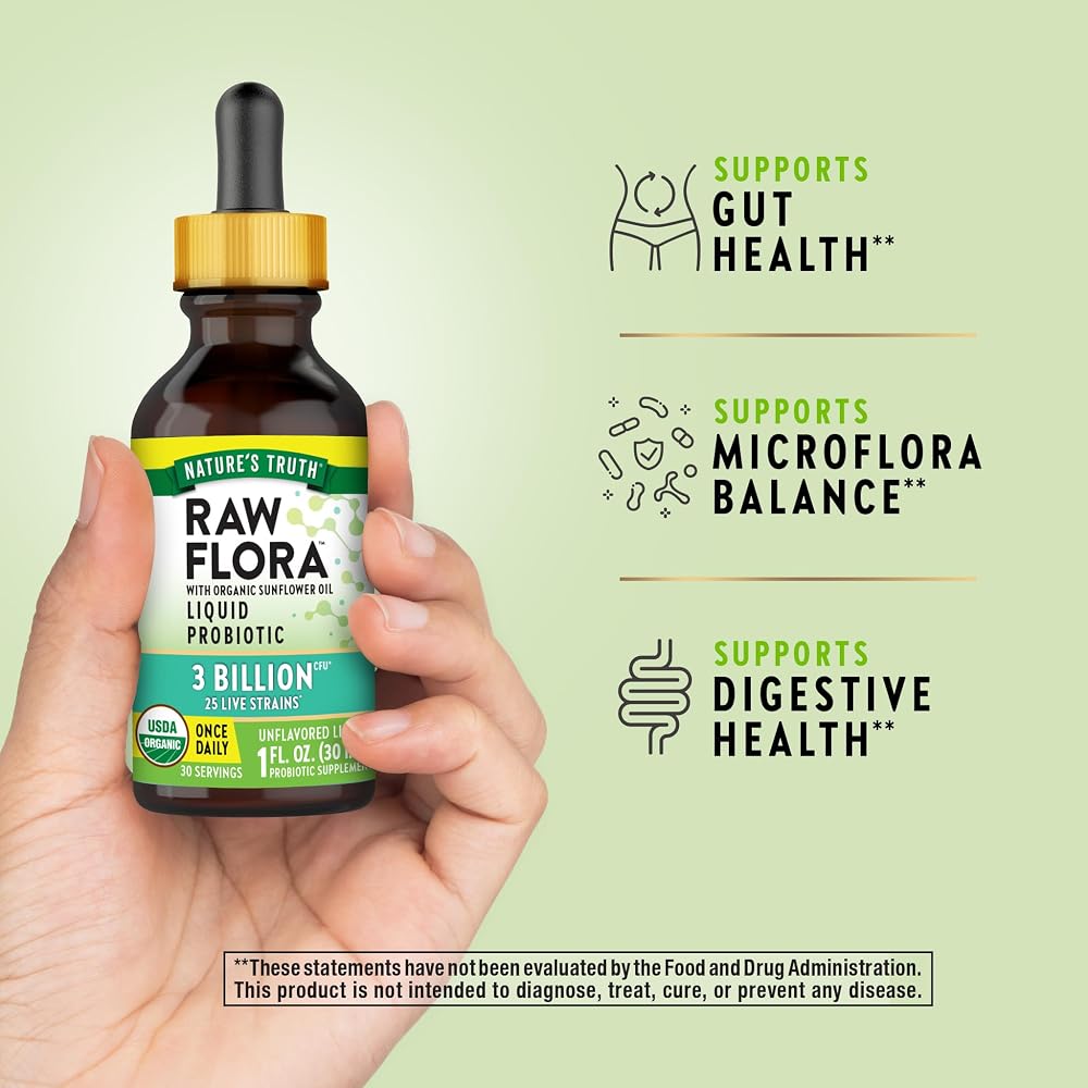 Nature's Truth Raw Flora USDA Organic Liquid Probiotic - 1 Fl Oz - image 5