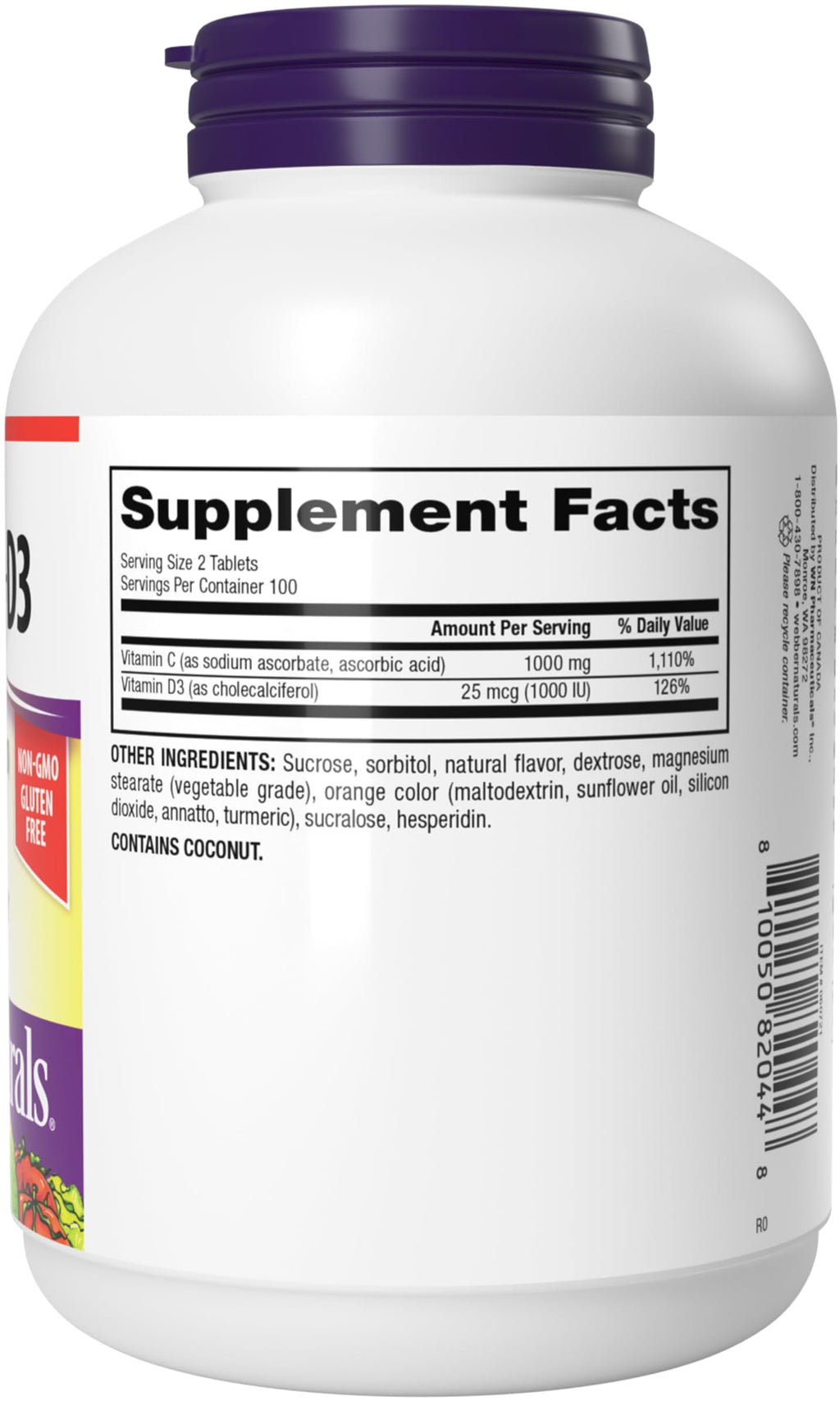 Webber Naturals Chewable Vitamin C 1000mg + D - 200 Tablets - image 8
