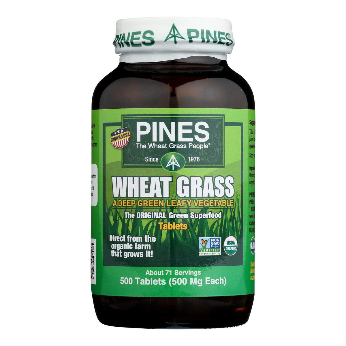 Pines Wheatgrass 500 mg Tablets Organic - 8 Pack