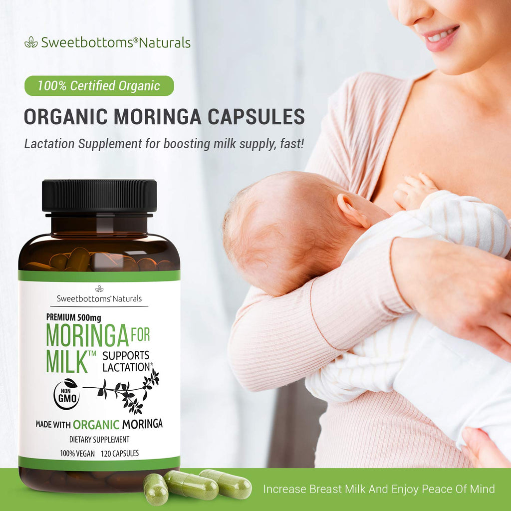 Sweetbottoms Organic Moringa Capsules for Breastfeeding Support - 120 Capsules - image 2