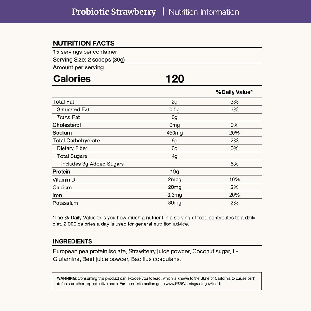 BETHANY'S PANTRY Digestive Support Vegan Pea Protein Powder, Strawberry - 1 lb - image 4