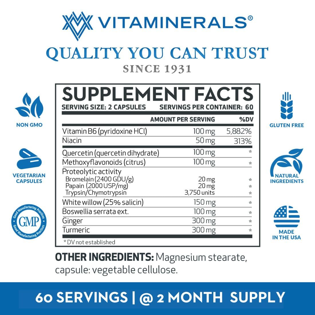 Vitaminerals Inflamax Plus Proteolytic Enzymes - 120 Vegetarian Capsules - image 5