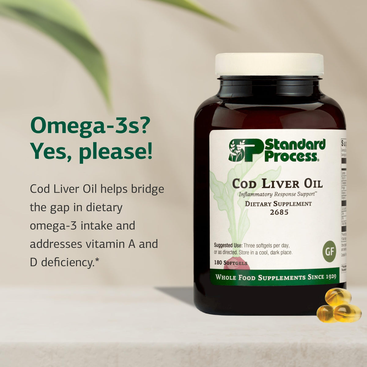 Standard Process Cod Liver Oil Eye & Bone Health Support - 180 Softgels - image 3