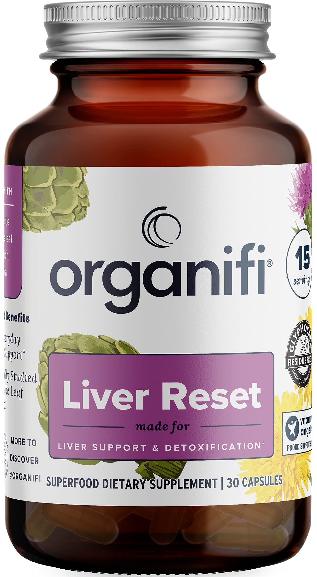 Organifi Liver Reset Capsules for Liver Support - 30 Capsules