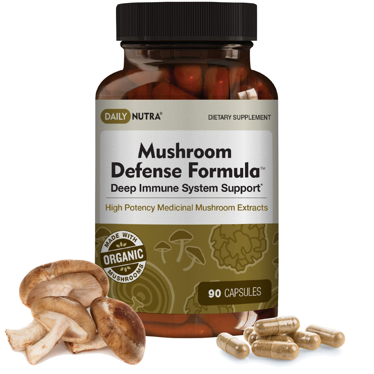 DailyNutra Mushroom Defense Formula 1200mg Immune Support - 90 Capsules
