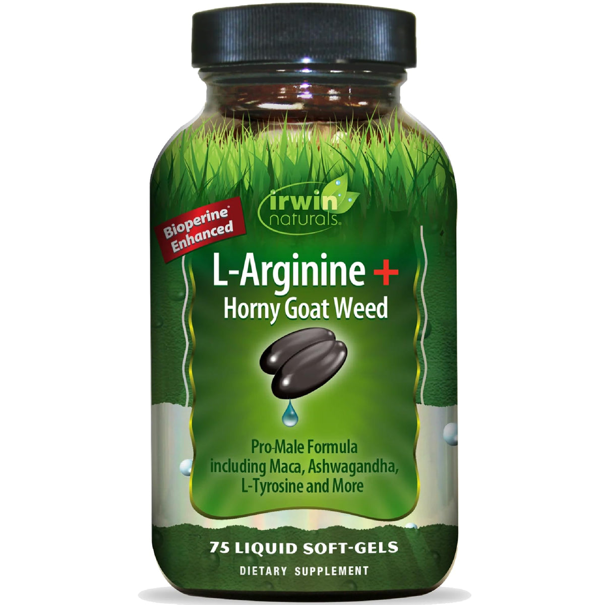 Irwin Naturals L-Arginine + Horny Goat Weed Male Vitality Support - 75 Softgels
