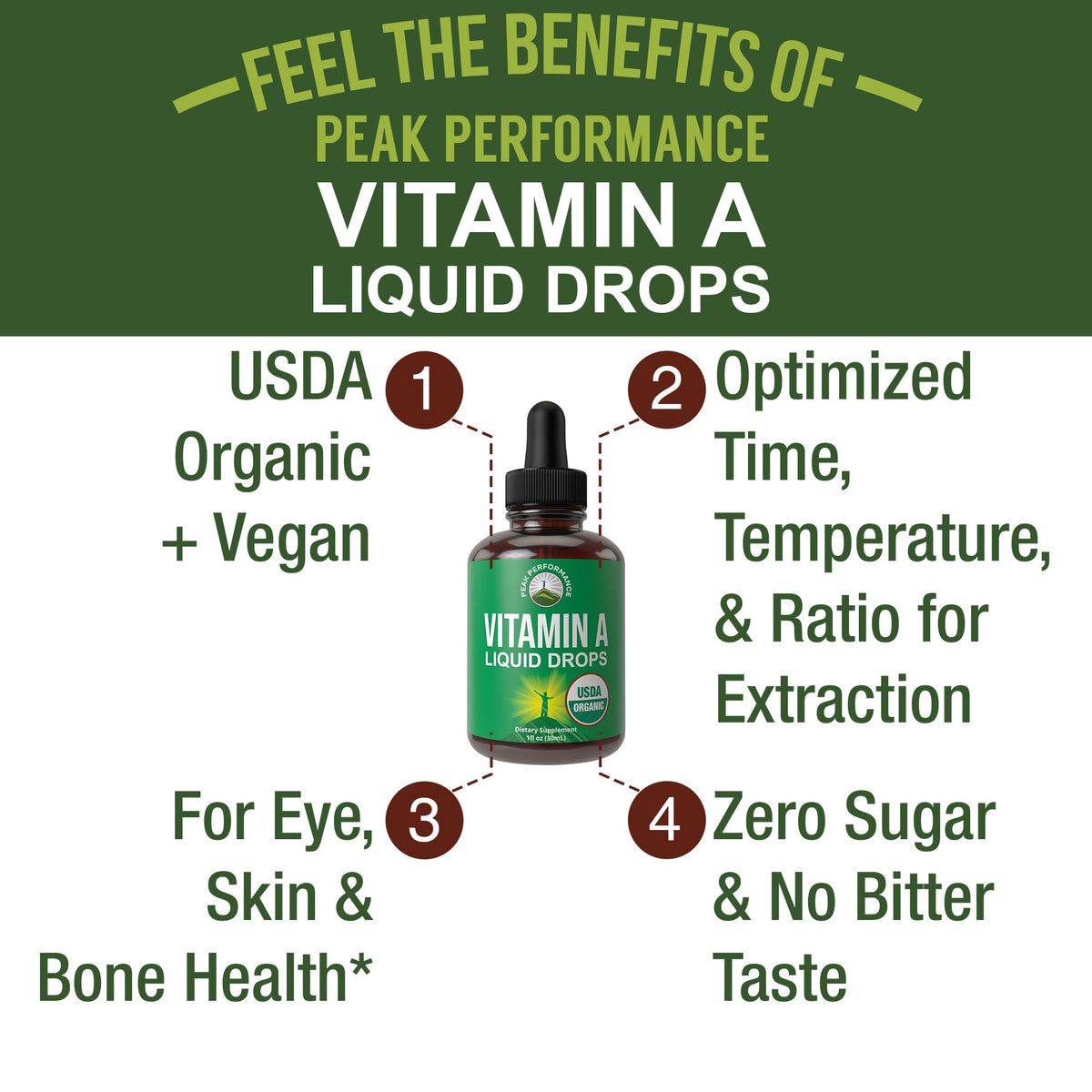 Peak Performance Vitamin A Liquid Drops USDA Organic Vegan - 1 Fl Oz - image 2