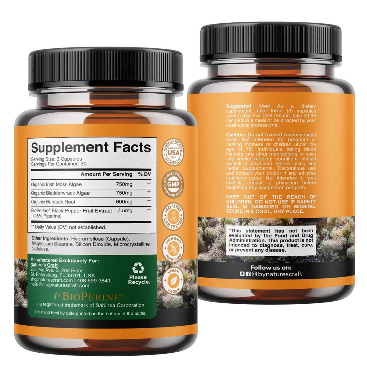 Natures Craft Irish Sea Moss Capsules with Bladderwrack & Burdock - 90 Capsules - image 7