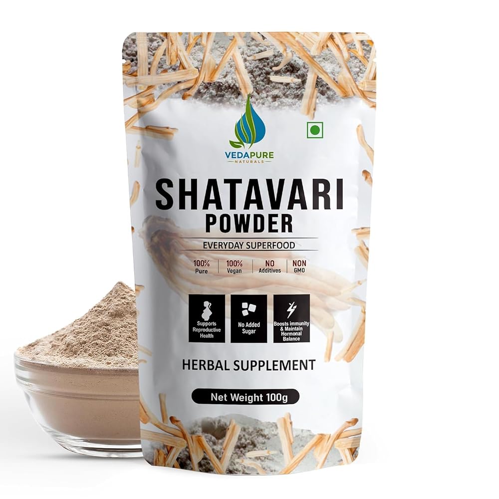 VEDAPURE Organic Shatavari Powder 100% Pure Root - 3.53 oz