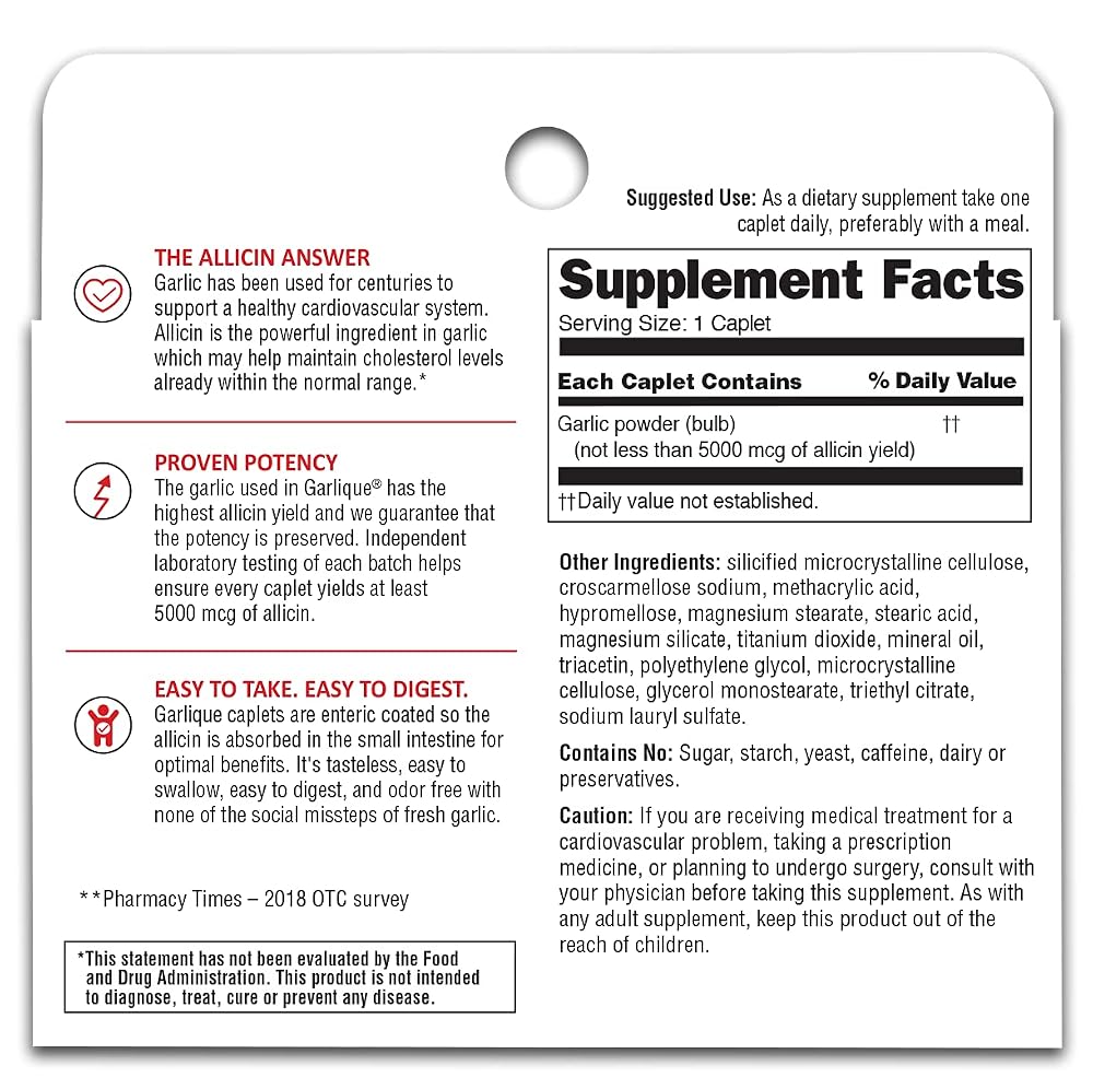 Sun Source Garlique Garlic Powder Extract - 60 Caplets - image 3