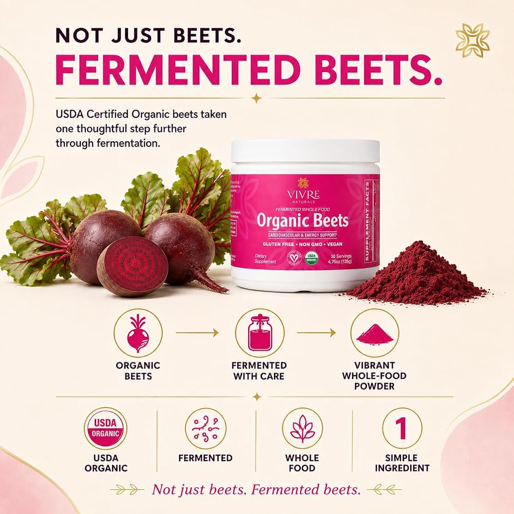 Vivre Naturals Fermented Whole Food Organic Beets - 30 Servings - image 2