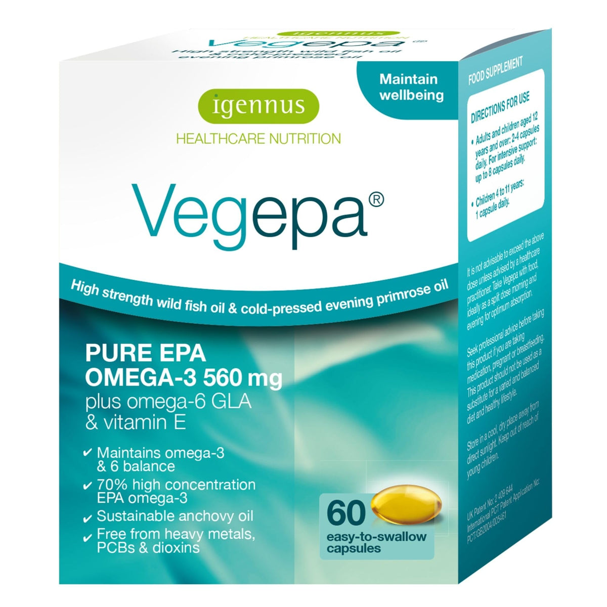 Igennus Vegepa Omega-3 Fish Oil & Evening Primrose Oil - 60 Softgels