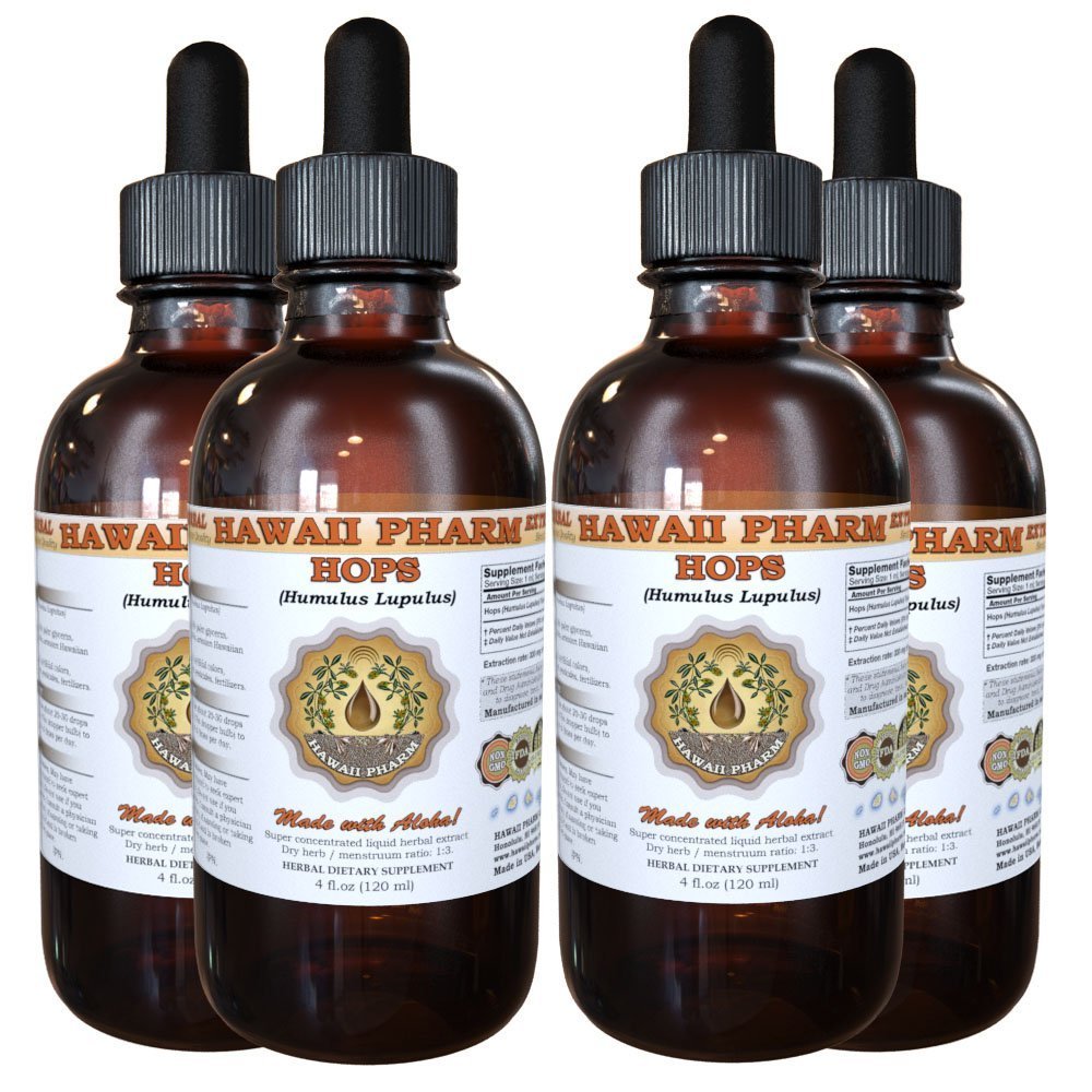 Hawaii Pharm Hops Liquid Extract - 4 fl oz (Pack of 4)