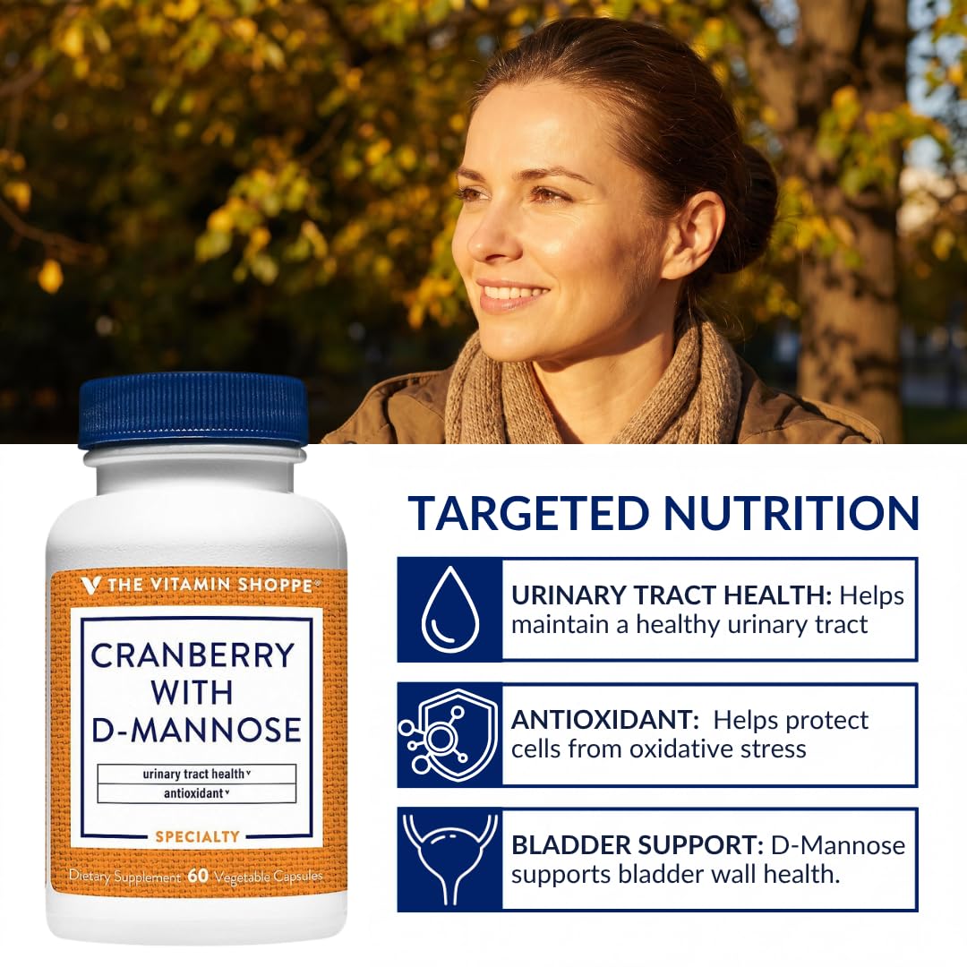 The Vitamin Shoppe Cranberry with D-Mannose Vegetarian Capsules - 60 Capsules - image 6