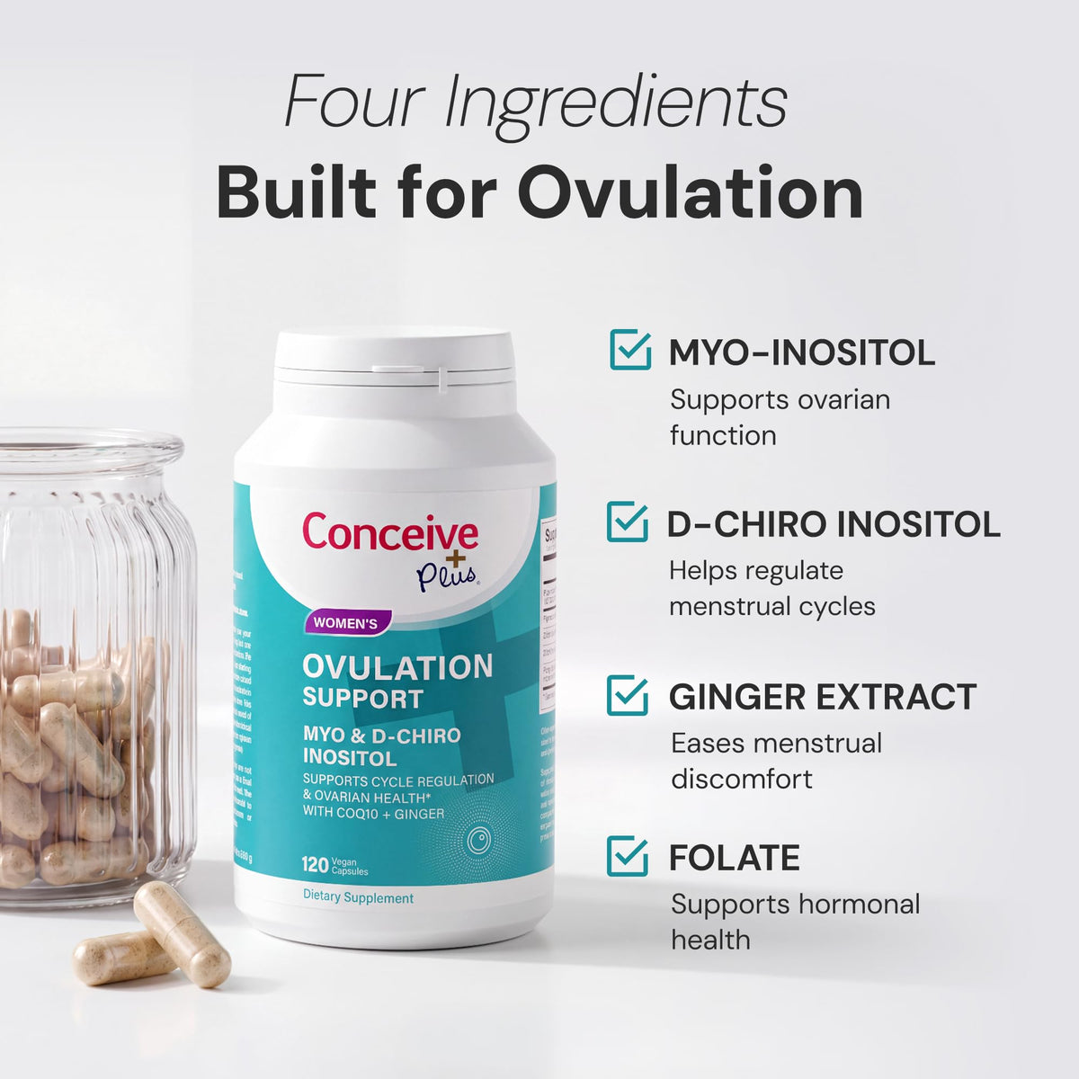 CONCEIVE PLUS Ovulation Support Myo-Inositol & D-Chiro Inositol - 120 Capsules - image 2