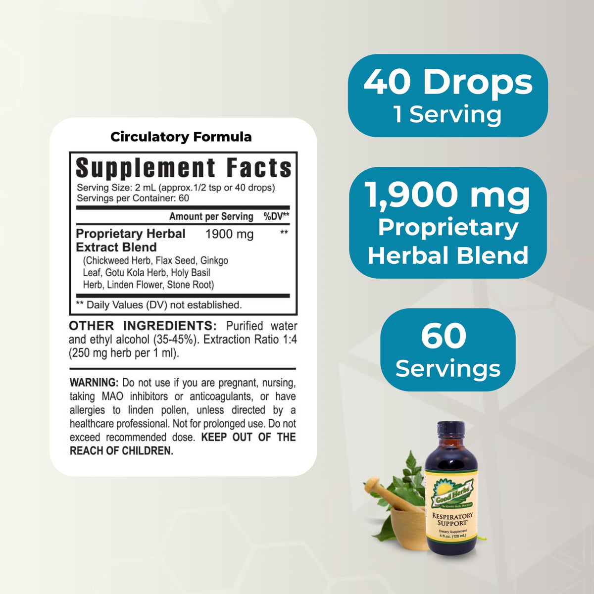 Youngevity Good Herbs Respiratory Support Organic Herbal Supplement - 4 Fl Oz - image 3