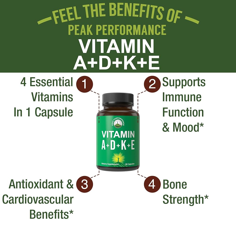 Peak Performance Vitamins D 5000 IU + A + K + E - 30 Capsules - image 2