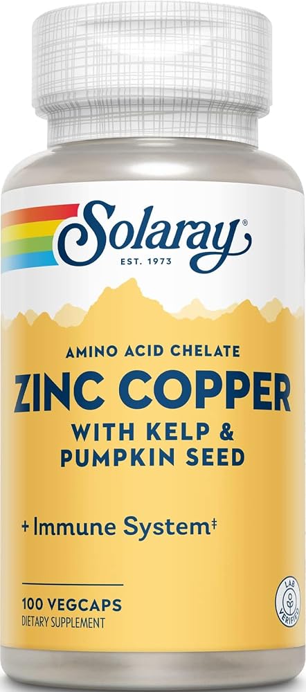 Solaray Zinc Copper with Kelp & Pumpkin Seed - 100 Capsules