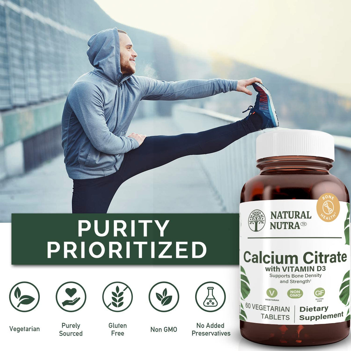 Natural Nutra Calcium Citrate with Vitamin D3 - 60 Tablets - image 4
