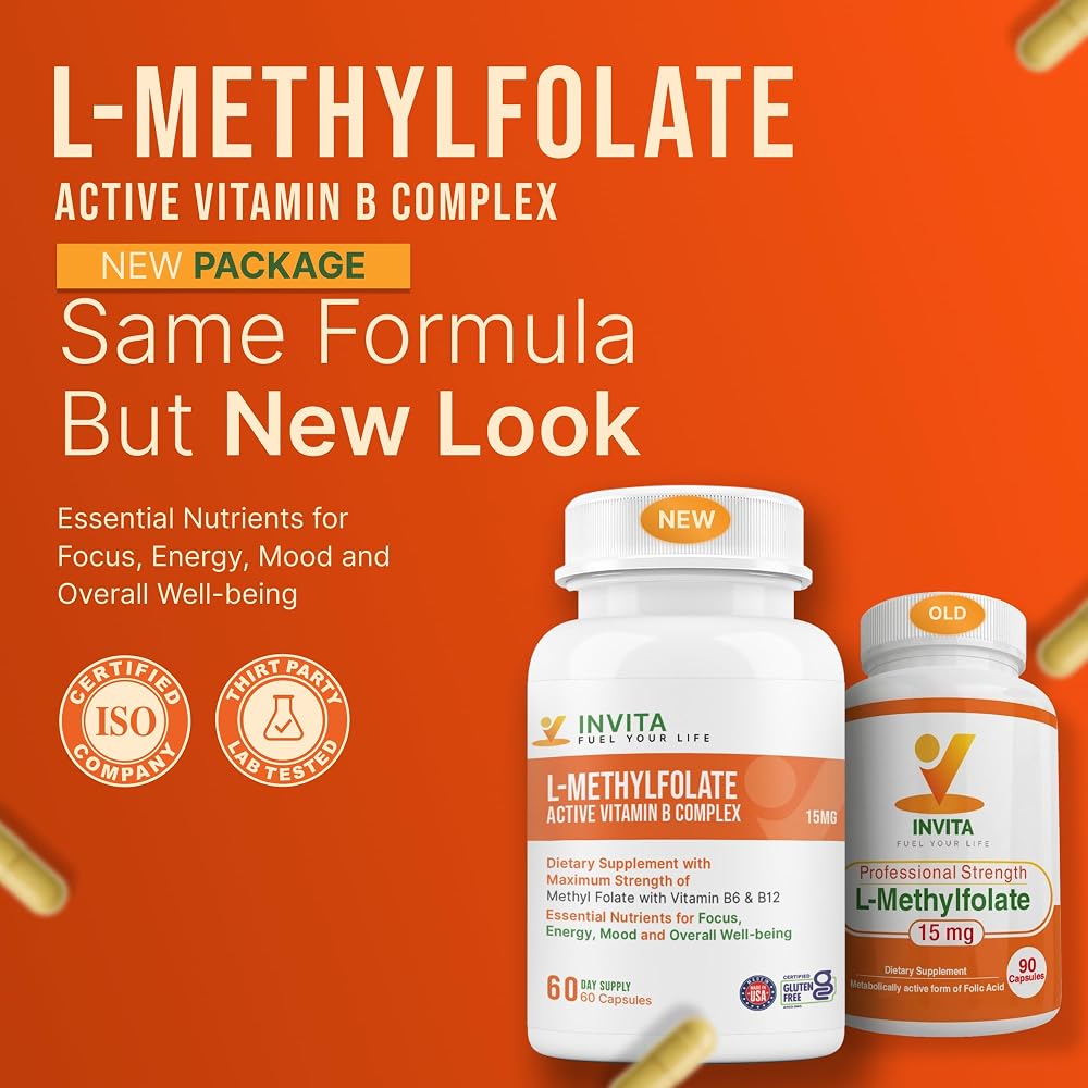 INVITA L-Methylfolate 15mg + B Complex Capsules - 60 Count - image 2