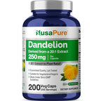 NusaPure Dandelion Root 250mg Vegan - 200 Vegetarian Capsules