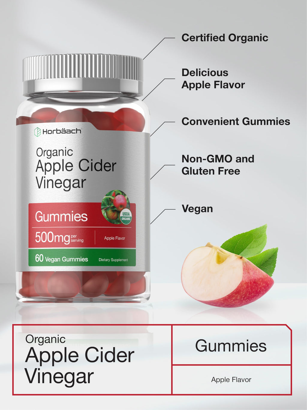 Horbäach Organic Apple Cider Vinegar Gummies - 60 Gummies - image 4