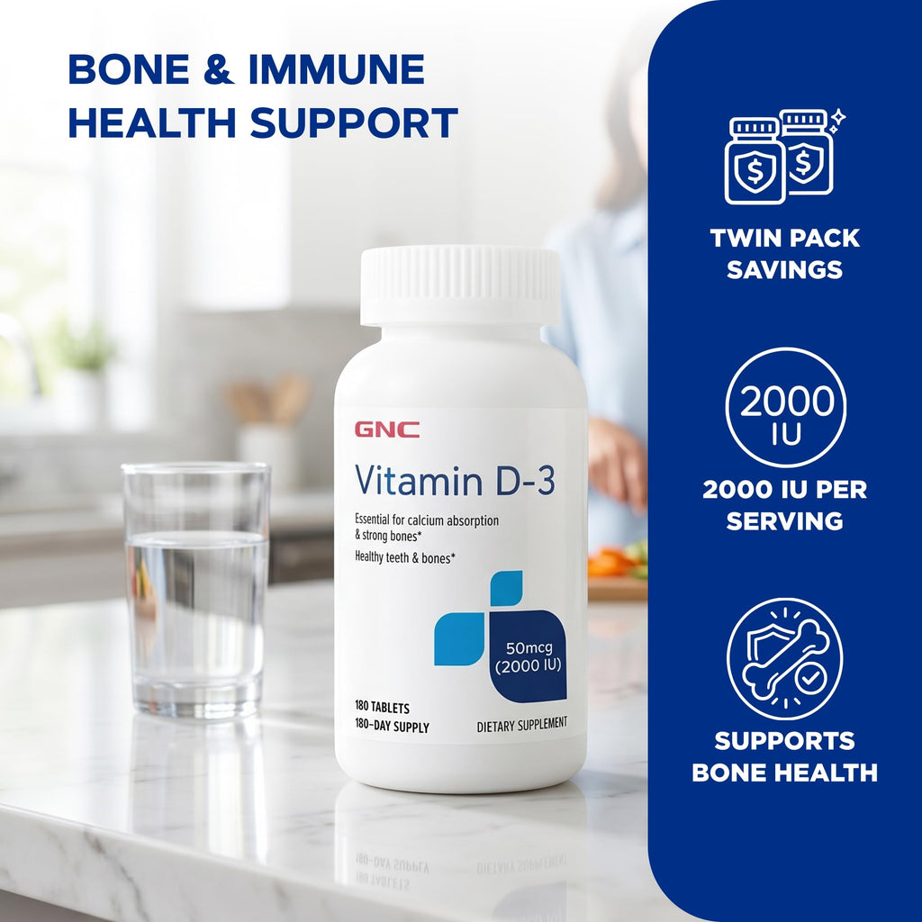 GNC Vitamin D-3 2000 IU for Healthy Bones - 180 Tablets - image 3
