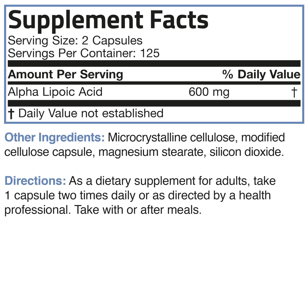 Bronson Alpha Lipoic Acid 600 MG Free Radical Scavenger Supports