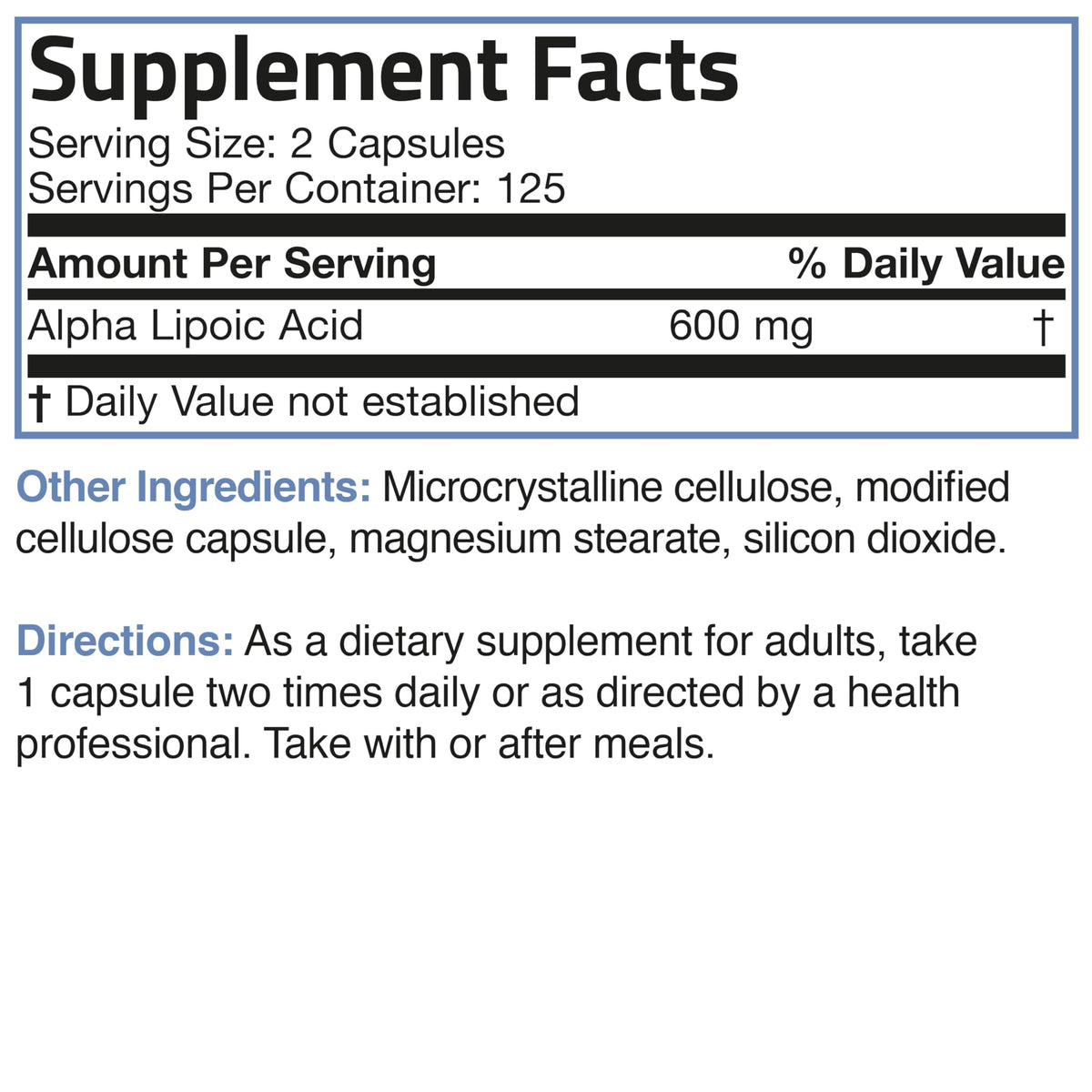 Bronson Alpha Lipoic Acid 600 MG Free Radical Scavenger Supports