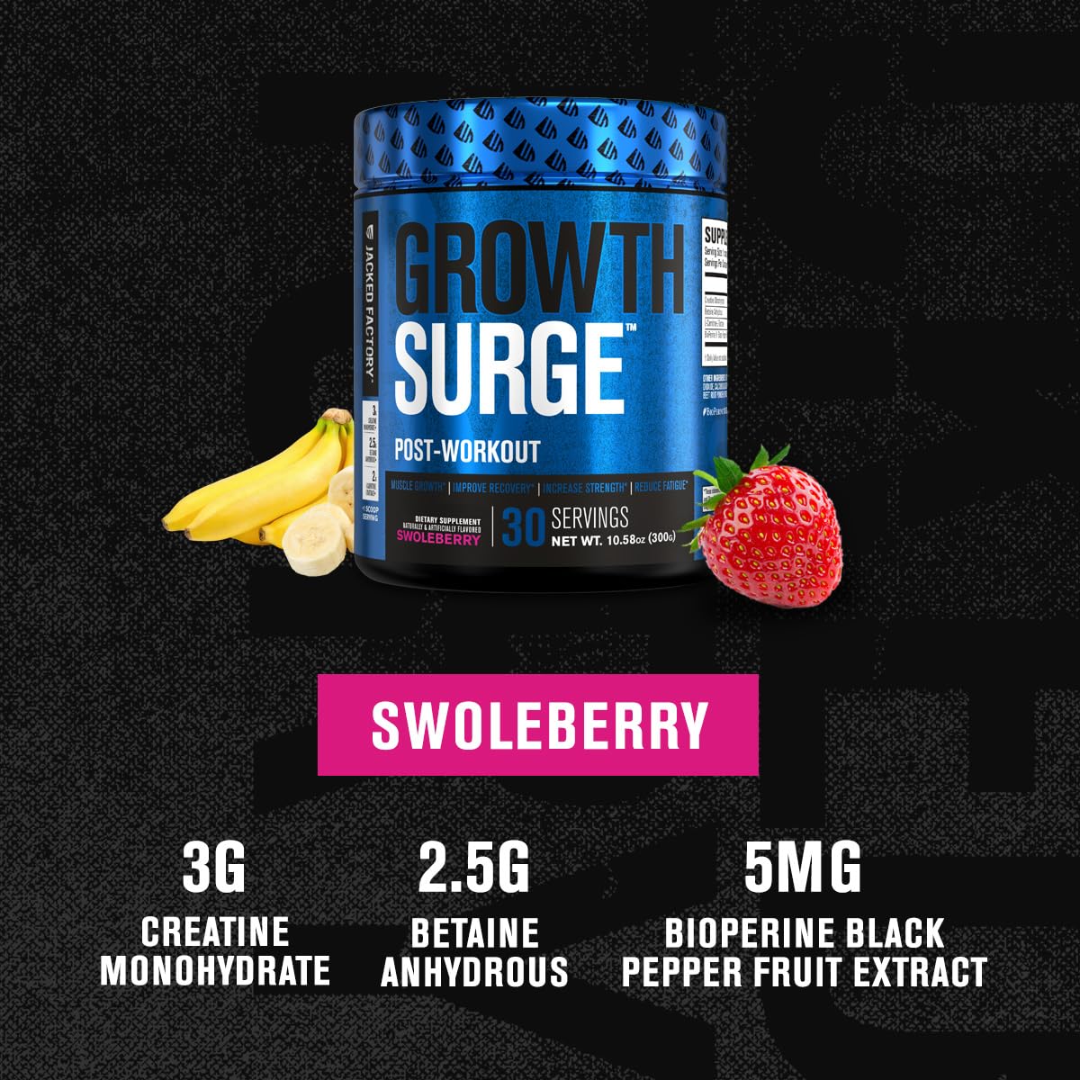 Jacked Factory Growth Surge Creatine Post Workout Powder - 30 Servings - image 3
