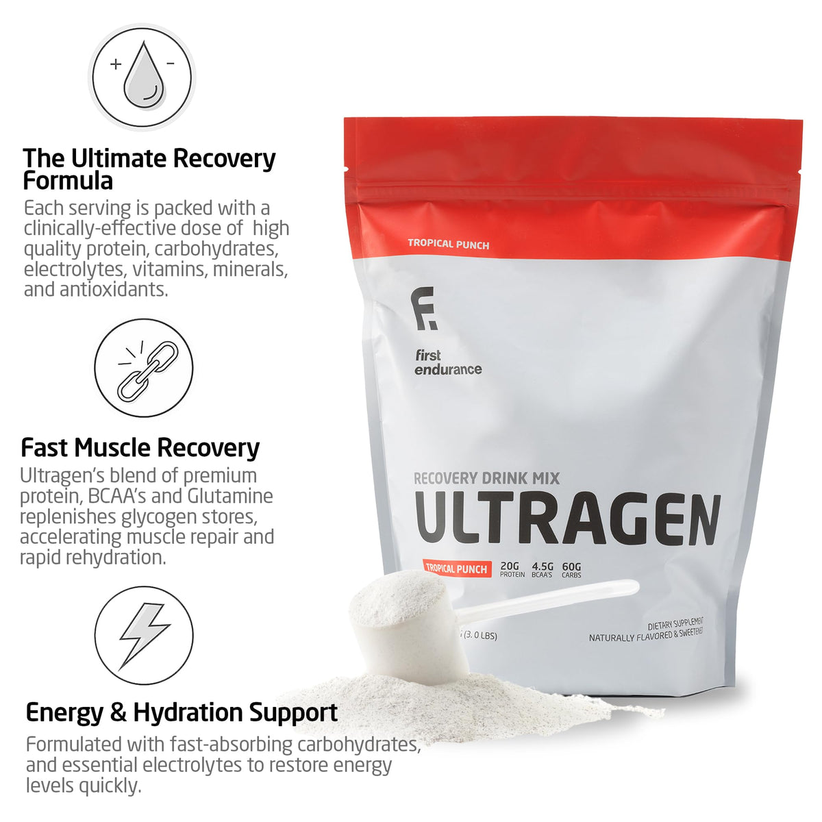 FIRST ENDURANCE Ultragen Workout Recovery Drink Powder