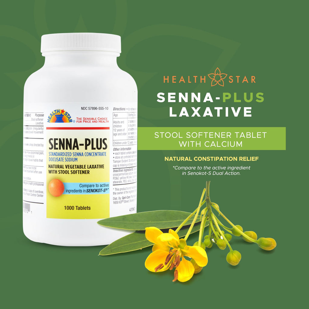 Health Star Senna Plus Laxative Tablets 50mg/8.6mg - 1000 Tablets - image 2