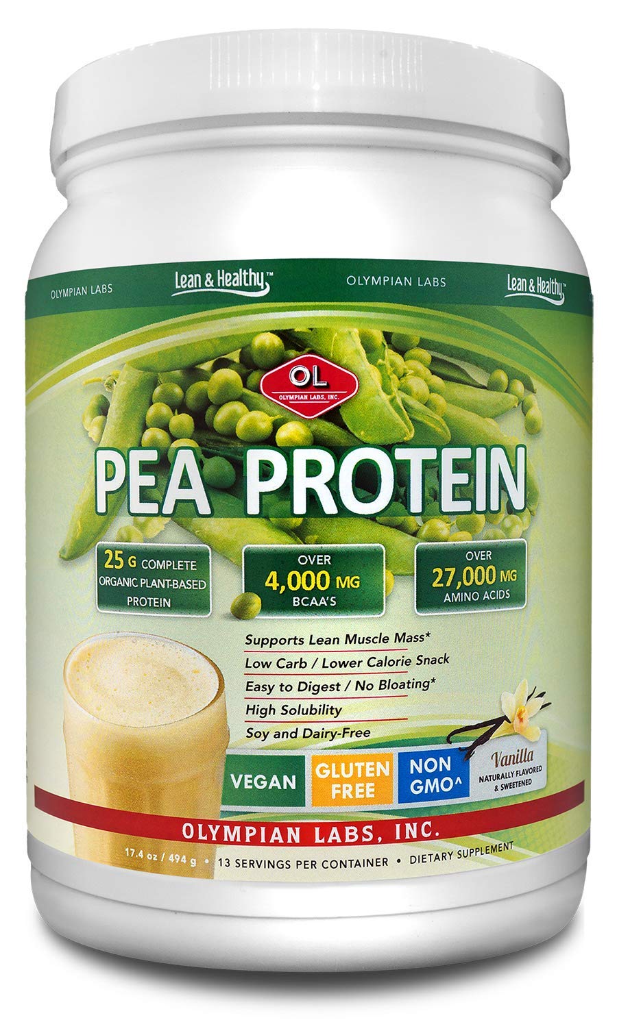 Olympian Labs Vanilla Pea Protein Powder - 494g