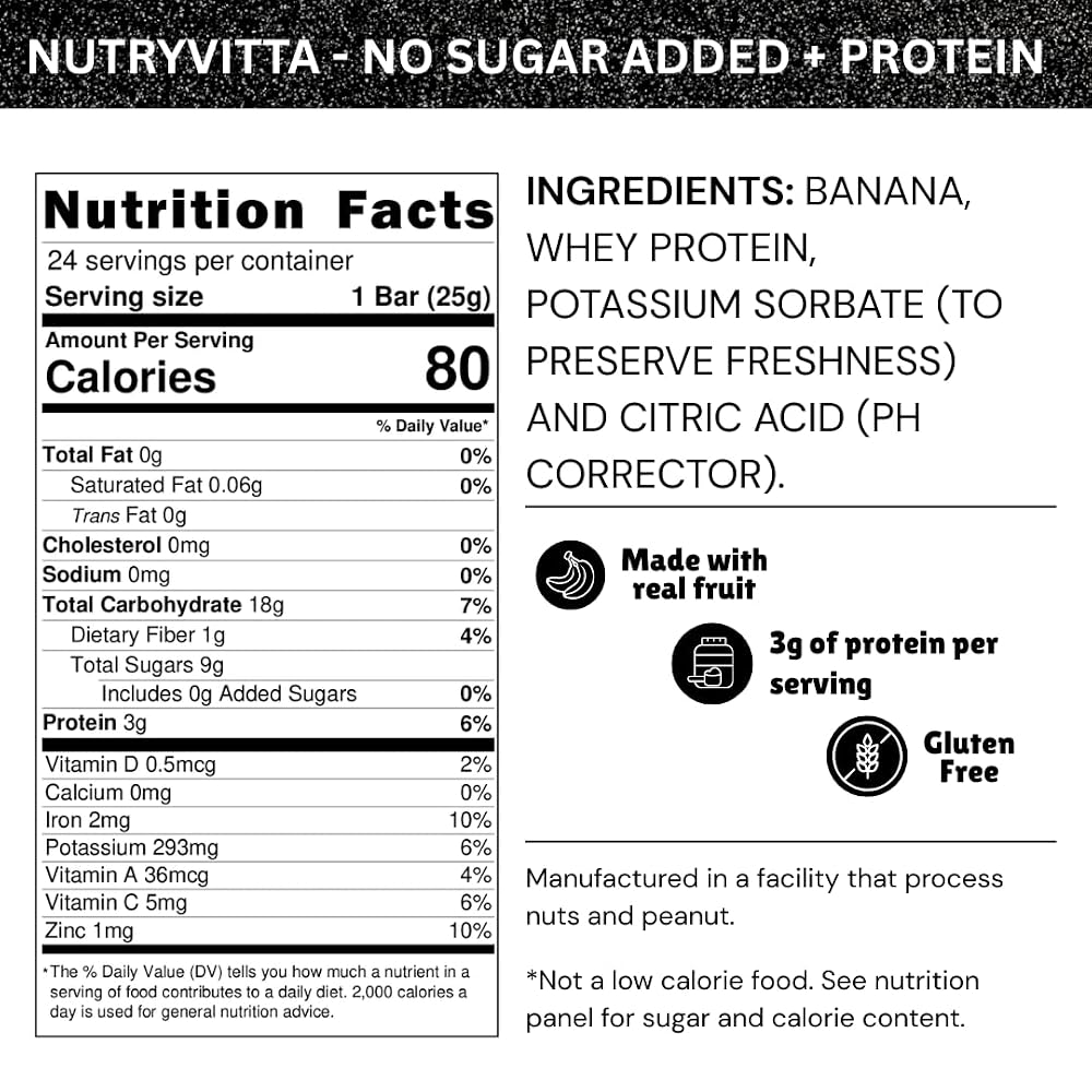 Nutryvitta Banana Fruit Bars with Whey Protein - 24 Ct - image 2