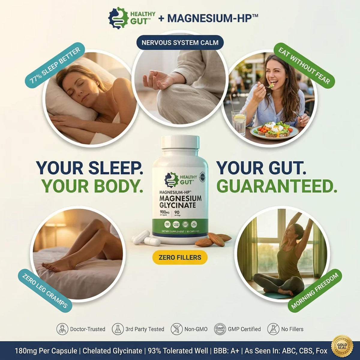 Healthy Gut Magnesium Glycinate - 90 Capsules - image 8
