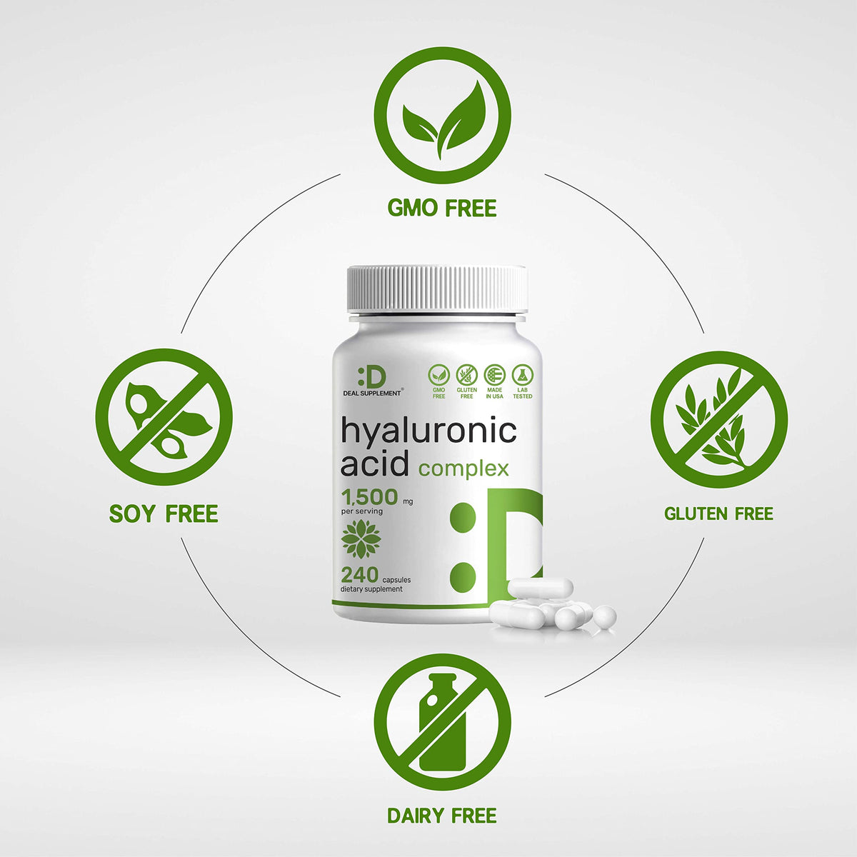 DEAL SUPPLEMENT Hyaluronic Acid Complex 1,500mg - 240 Capsules - image 3