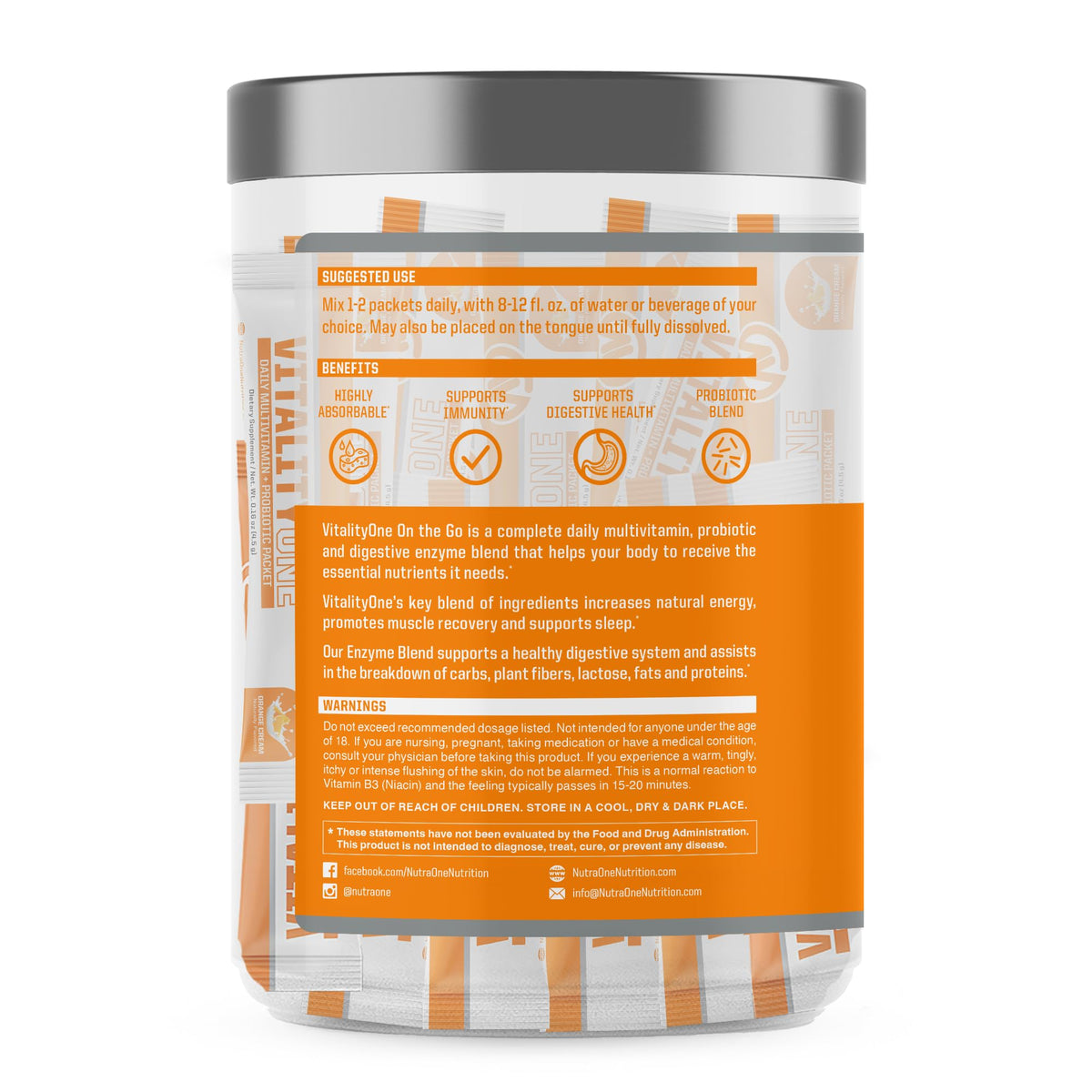 NutraOne VitalityOne On The Go Multivitamin with Probiotics - 30 Packets - image 3