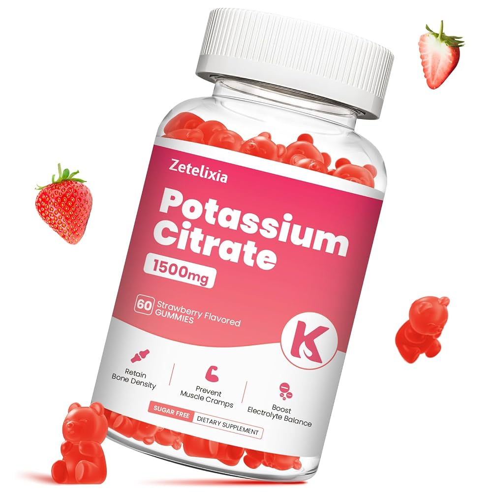 Zetelixia Potassium Magnesium Gummies 1000mg, Strawberry Flavor
