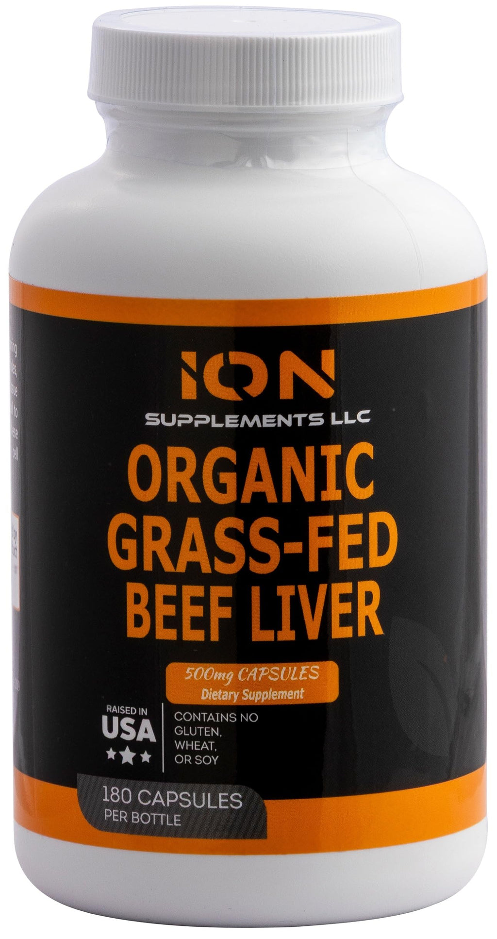 Ion Supplements Grass Fed Beef Liver Capsules - 180 Count