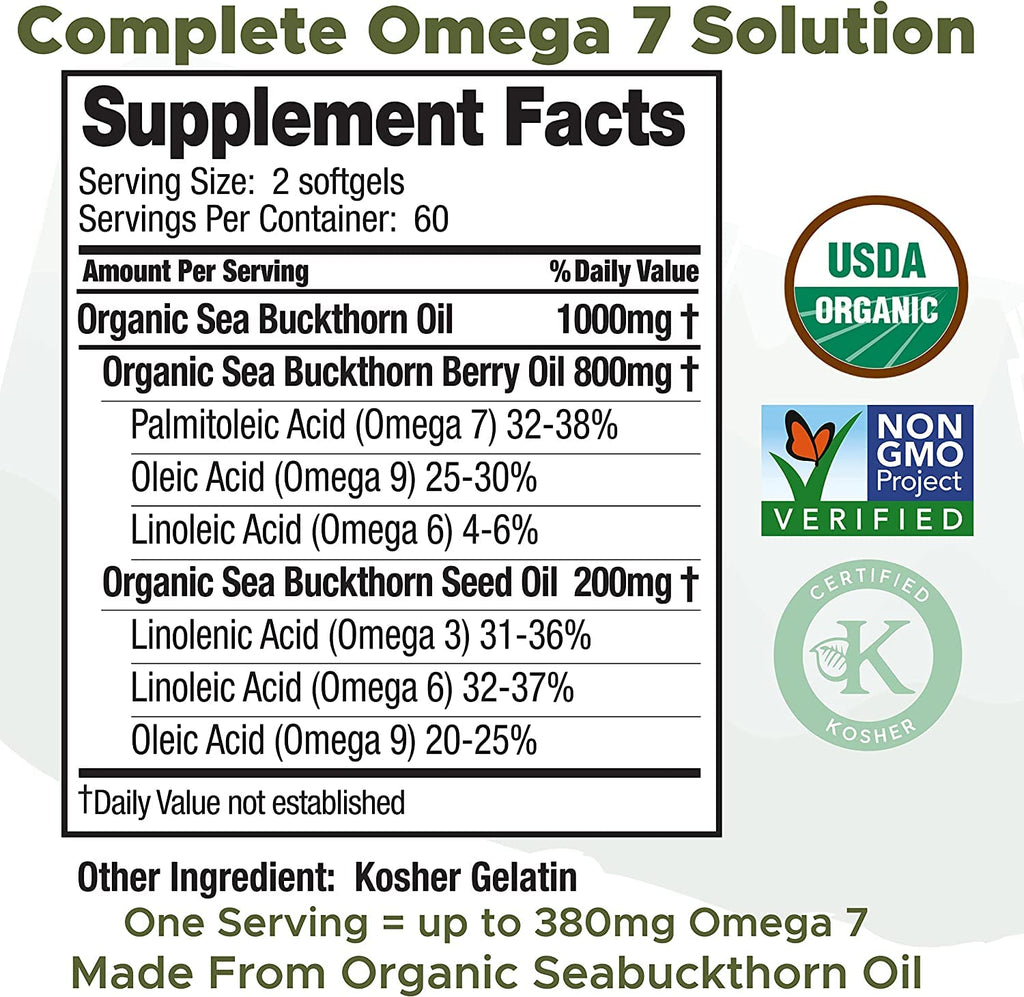SEABUCKWONDERS Omega-7 Complete Sea Buckthorn Oil - 60 Softgels - image 2