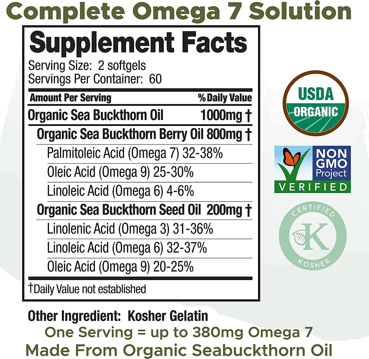 SEABUCKWONDERS Omega-7 Complete Sea Buckthorn Oil - 60 Softgels - image 2