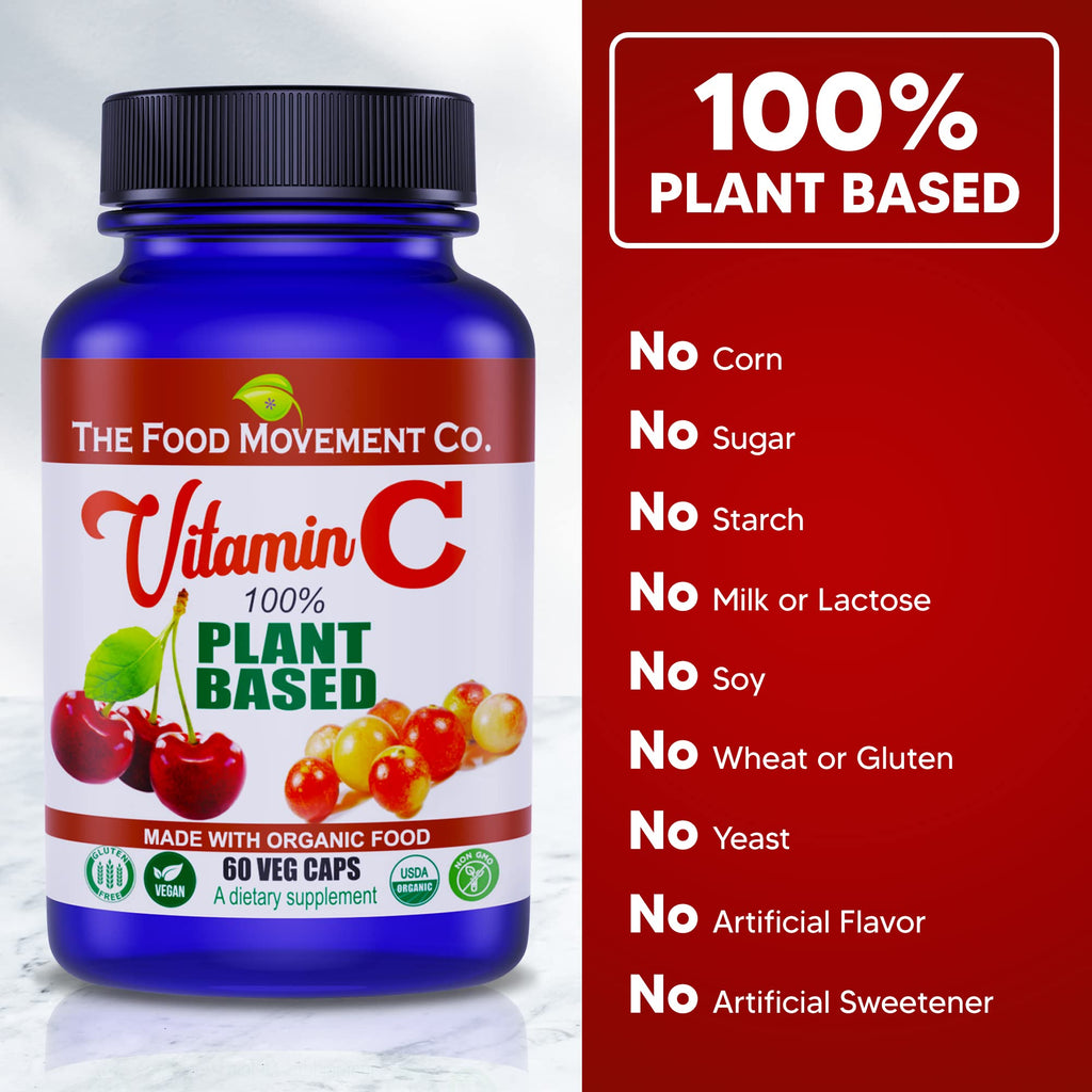 THE FOOD MOVEMENT CO. Plant-Based Vitamin C 125mg - 60 Capsules - image 3