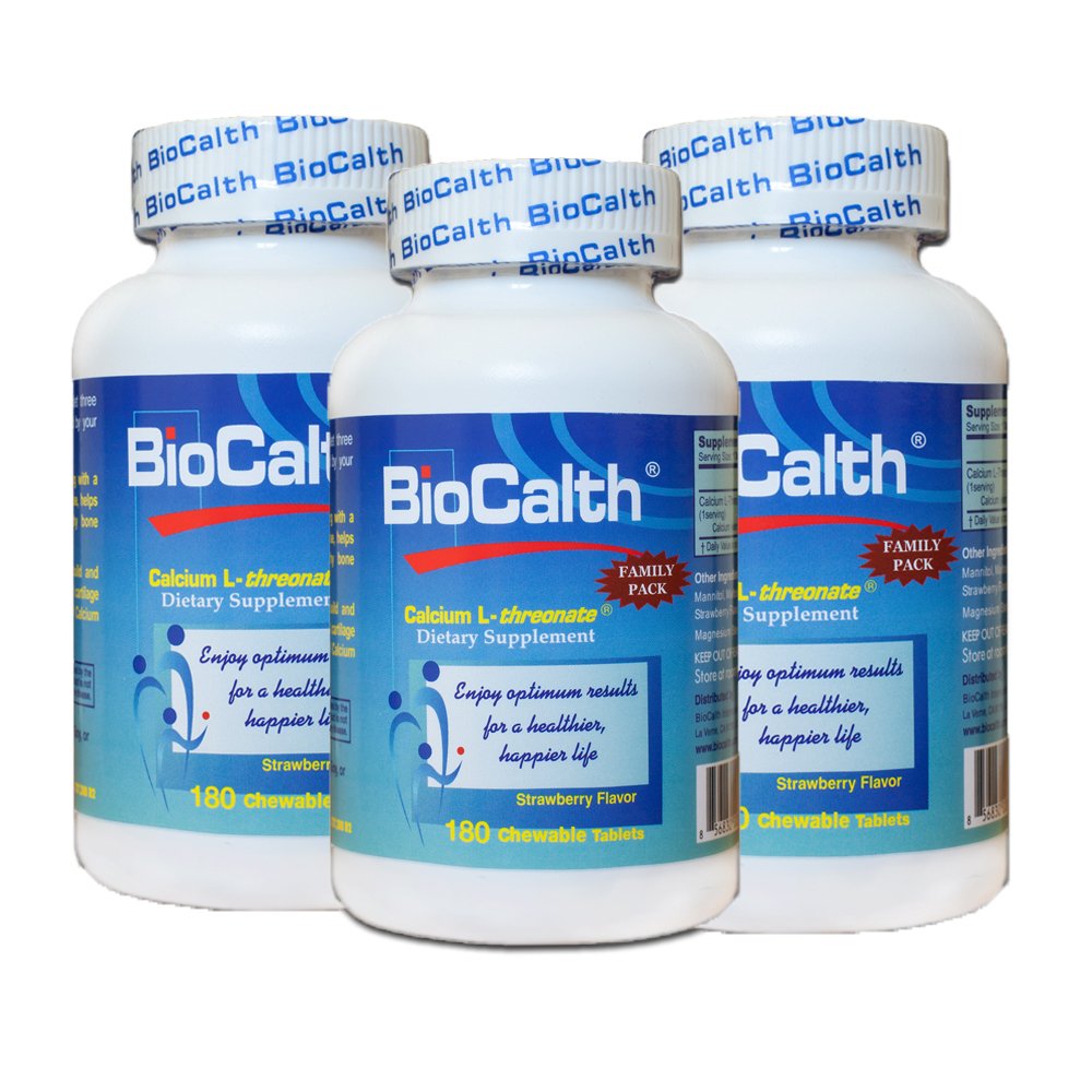 GANGAN BioCalth Chewable L-threonate Calcium Tablets, Strawberry - 540 Count