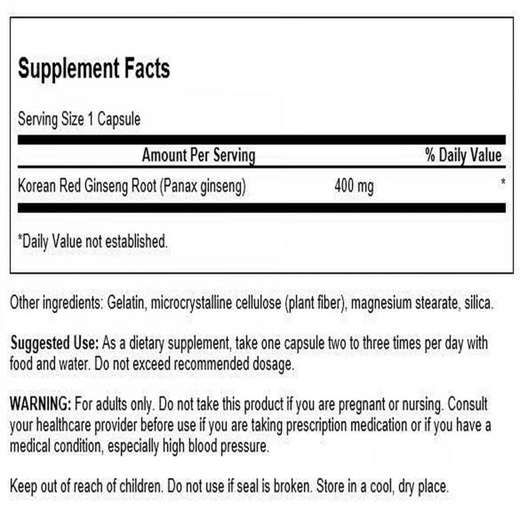Swanson Full-Spectrum Korean Red Ginseng Root 400 mg - 180 Capsules - image 2