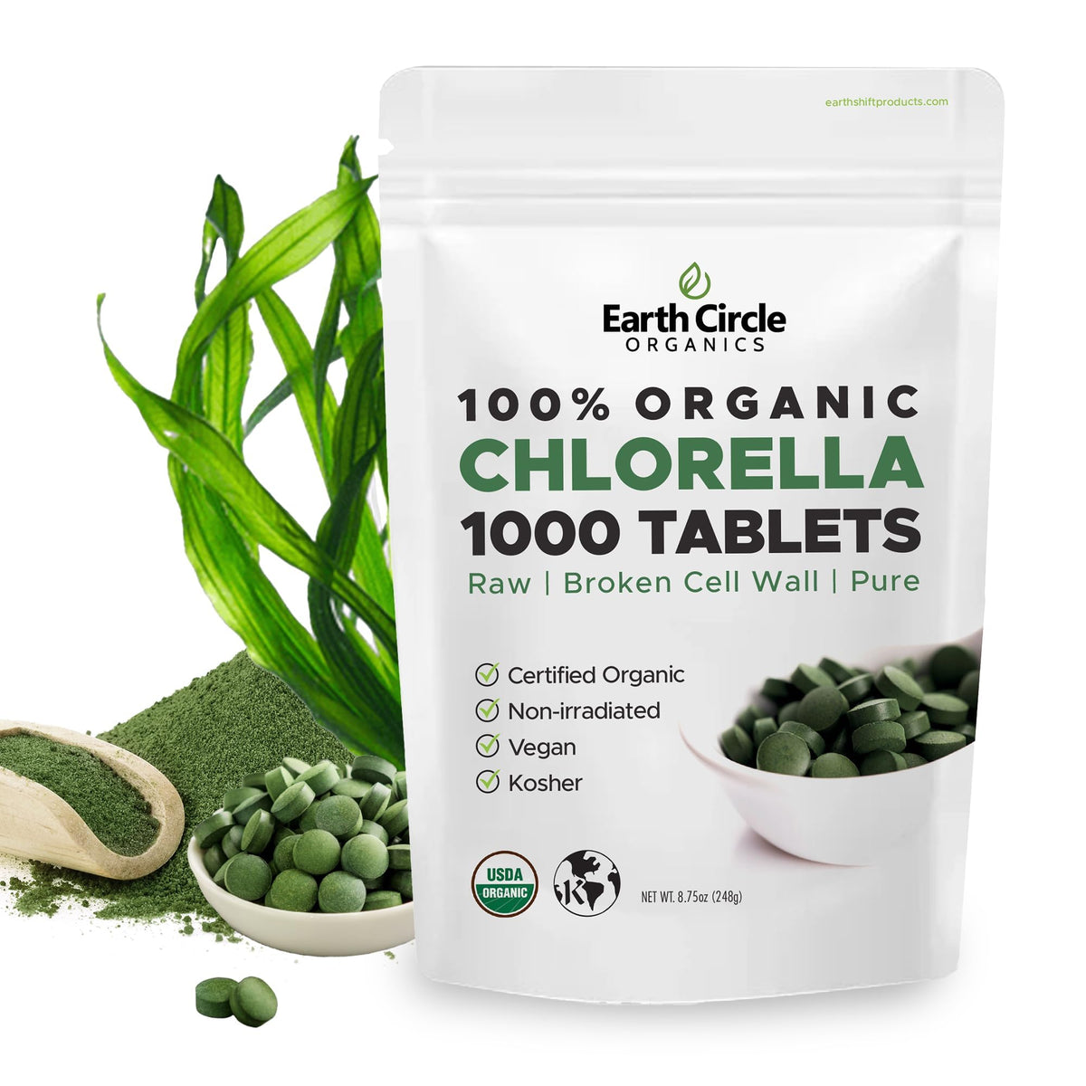 Earth Circle Organics Organic Chlorella Tablets - 1000 Count