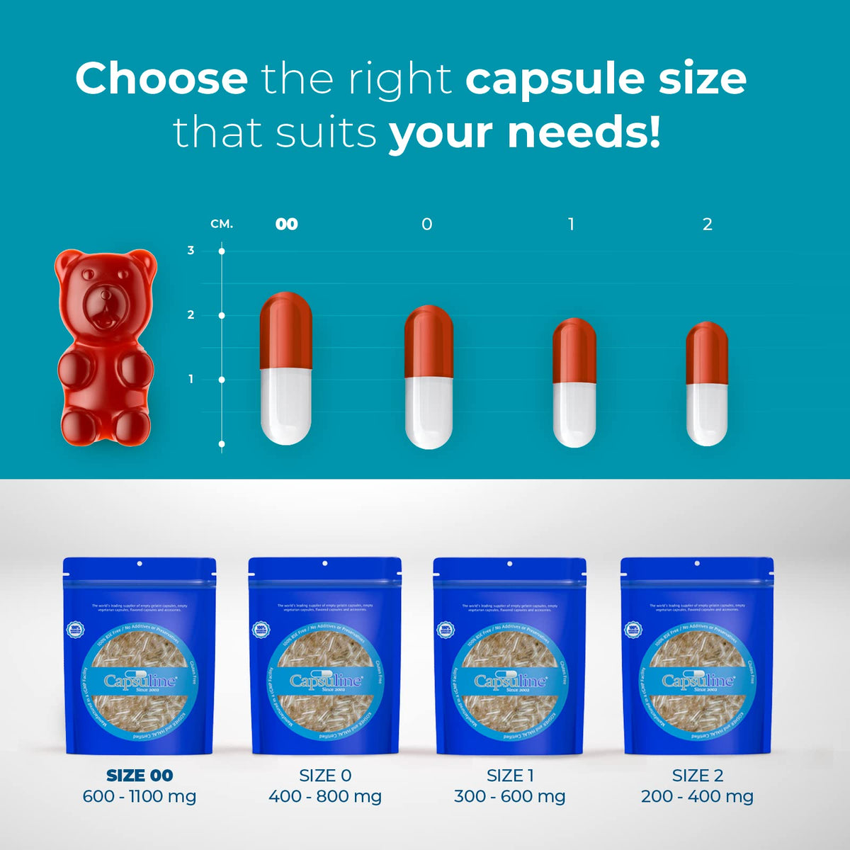 Capsuline Size 00 Clear Empty Gelatin Capsules - 500 Count - image 3