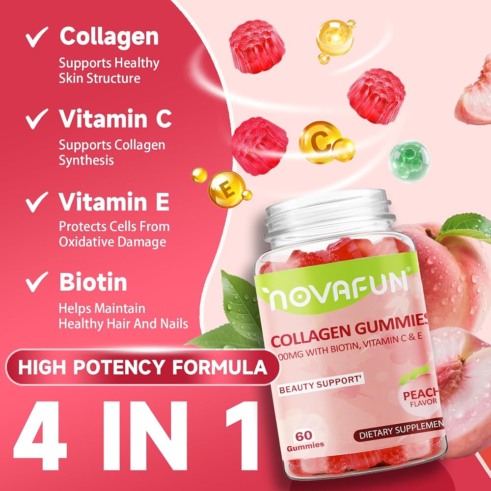 Novafun Collagen Gummies 300mg for Women, Hair, Skin & Nails - 60 Gummies - image 3